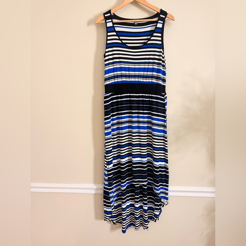 Neiman Marcus Black and Blue Stripedâ Maxi Dress size Large